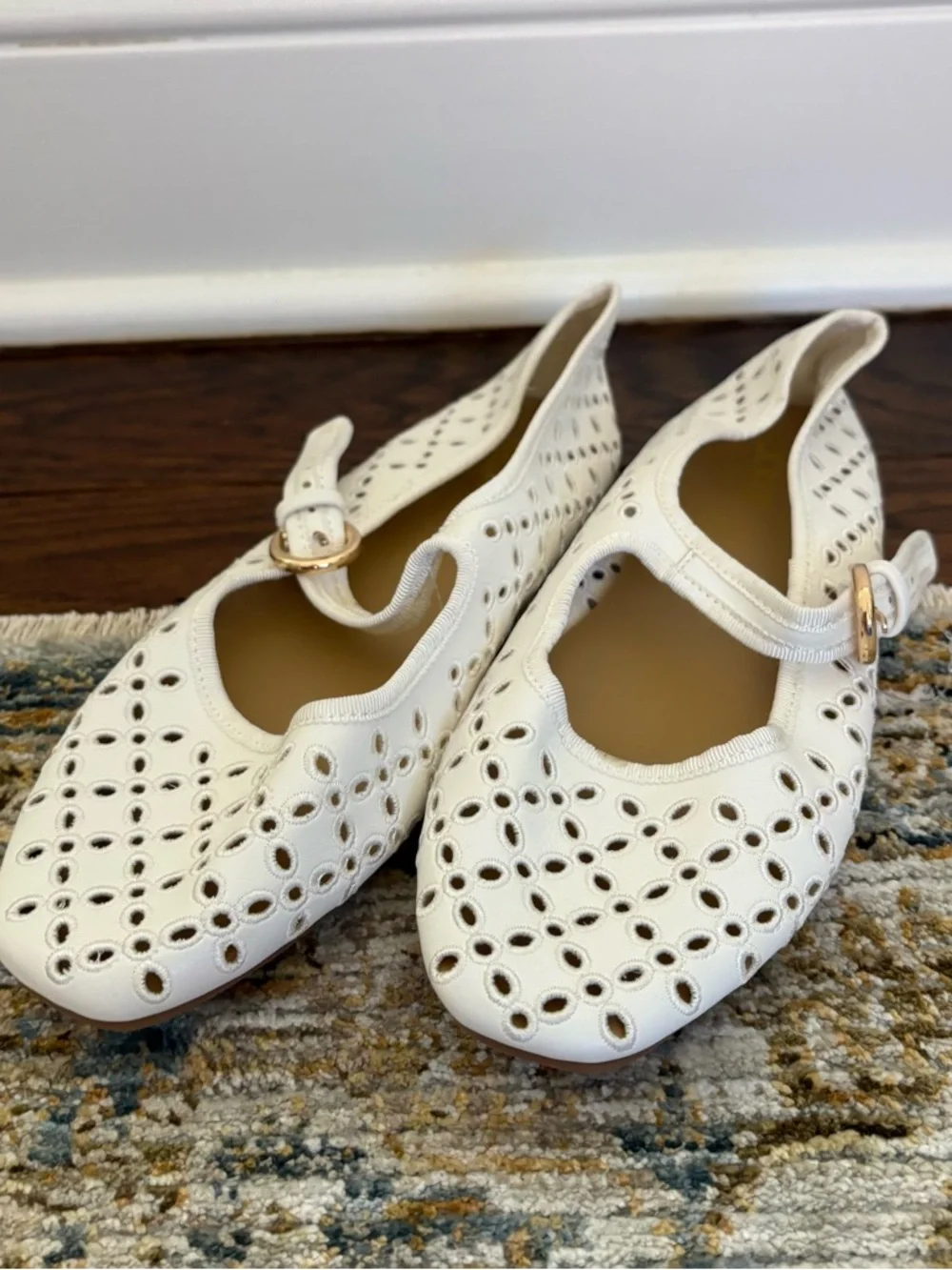 J. Crew Crewcuts Girls' Embroidered Eyelet Mary Janes White